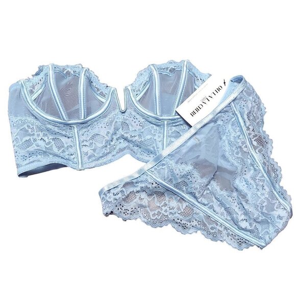 Oh La La Cheri Strapless Underwire Bustier w/ Eyelash Lace & Matching Panty - Picture 3 of 5